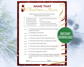 Name that Christmas Movie Game Printable Christmas Game Christmas Activity Christmas Party Game Christmas Game for Adults and Kids