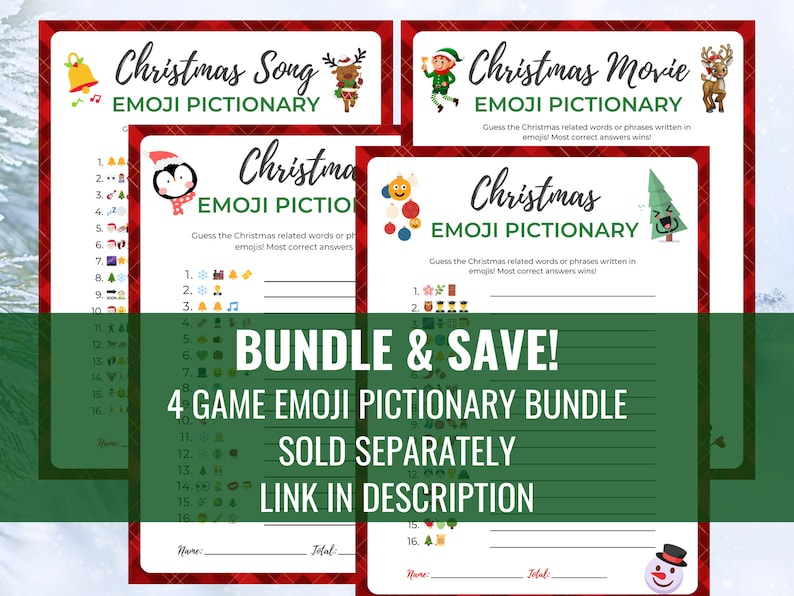 Christmas Emoji Pictionary Game | Holiday Party Fun (printable With ...