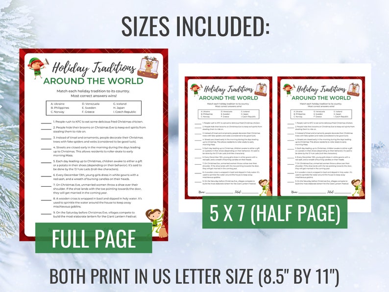 Holiday Traditions Around the World Game, Printable Christmas Activity ...