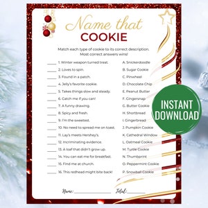 Name that Cookie Christmas Game Printable Christmas Game Christmas Activity Christmas Party Game Christmas Game for Adults and Kids