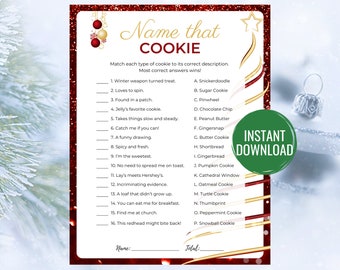 Name that Cookie Christmas Game Printable Christmas Game Christmas Activity Christmas Party Game Christmas Game for Adults and Kids