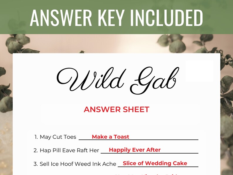 Wild Gab Minimalist Bridal Party Game Funny Bridal Shower Games Printable Wedding Shower Games Bachelorette Party Games Couples Shower Games imagem 3