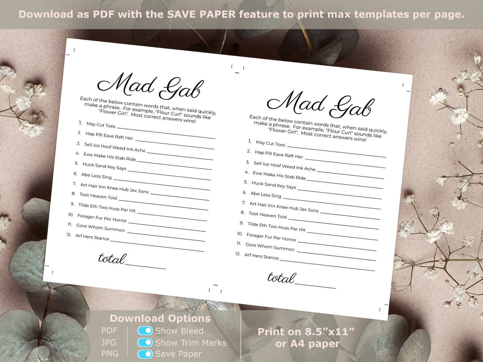 Minimalist Bridal Mad Gab Bridal Shower Game Printable - Etsy