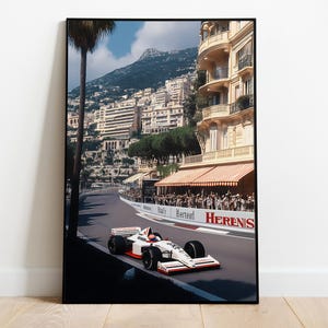 Cartaz Vintage F1 | Circuito de Rua de Monte Carlo | Impressão de Corrida Cênica A3 A2 A1 A0