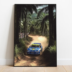 Kundgebungen Wald Poster | Subaru Impreza Racing Art | A3 A2 A1 A0 Druck im Vintage-Stil