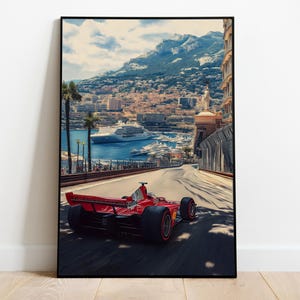 Cartaz clássico de F1 Riviera | Início do grid de largada de Monte Carlo | Impressão de automobilismo A3 A2 A1 A0