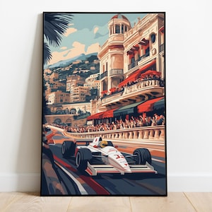 クラシック F1 モナコ ポスター |ホテル ドゥ パリ モンテカルロ | A3 A2 A1 A0 レーシングアートプリント