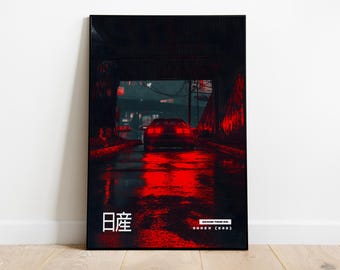 Vintage Nissan 300ZX Z31 Poster | Retro JDM Night Street Print | A3 A2 A1 A0 Wall Art
