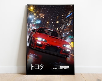 Toyota Supra MK4 Poster | JDM Legend in Tokyo Streets | A3 A2 A1 A0 Racing Wall Art