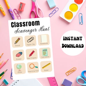 Scavenger Hunt for Kids, Classroom Treasure Hunt, Teacher&#39;s Printables