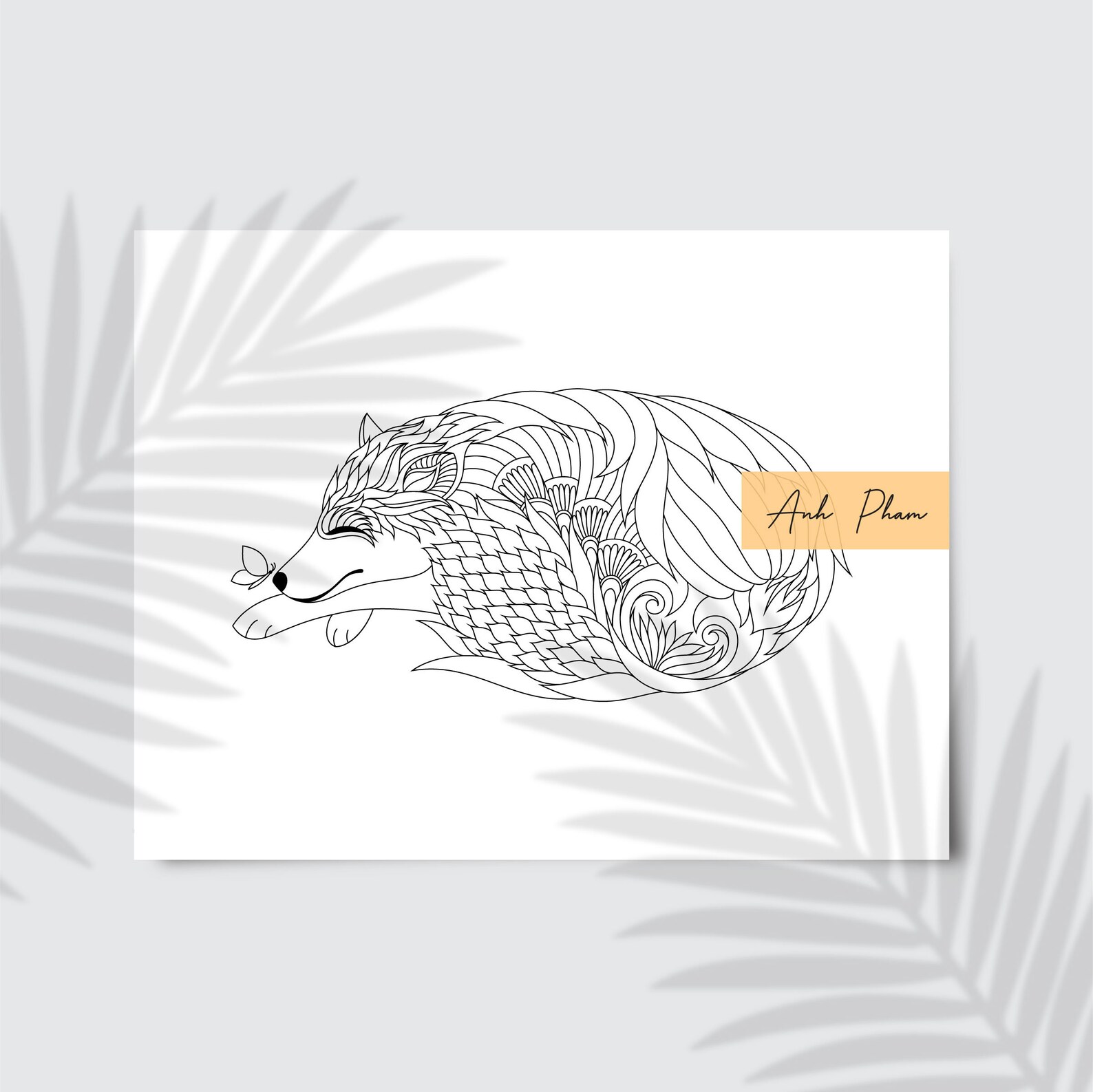Sleeping Fox Printable Coloring Page for Children and Adults Etsy