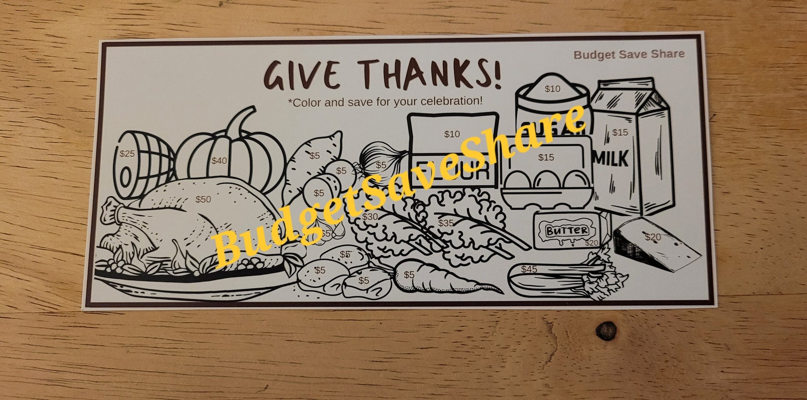 Thanksgiving Savings Challenge Printable PDF A6 Cash Envelope Insert ...