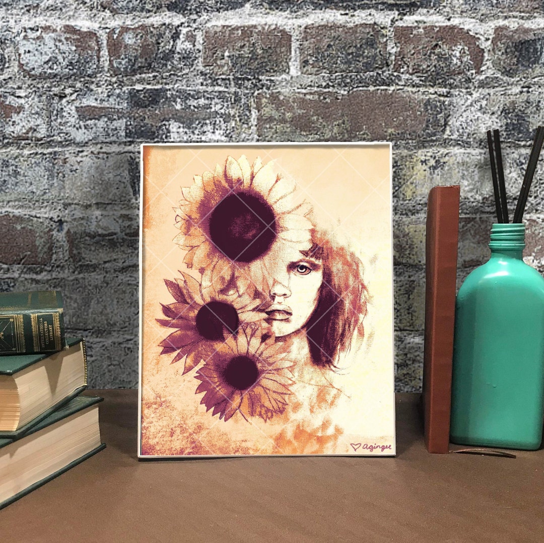 Sunflower Dream Art Print Art Download Sunflower Art Etsy