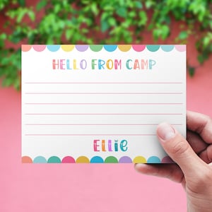 de papeterie de camping personnalisée pour fille | Notes de camping doublées | Cadeau de papeterie personnalisé | Papeterie pour camp d'été | Cartes de correspondance de camp