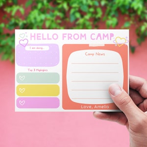 Personalisiertes Camp Briefpapier-Set für Mädchen | Sommer Camp Grußkarten | Personalisiertes Briefpapier Geschenk | Hallo vom Lager