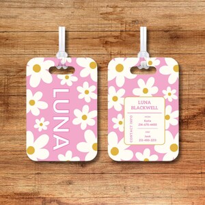 Étiquette de sac à langer personnalisée pour garderie, étiquette de bagage personnalisée pour cartable d'enfant, sac à dos ou sac de sport, bas de Noël pour fille