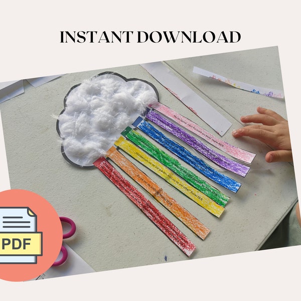 Rainbow Bible Promises |  Sunday School Christian Homeschool Bible Verse Memory Game Kindergarten Printable Kids PDF