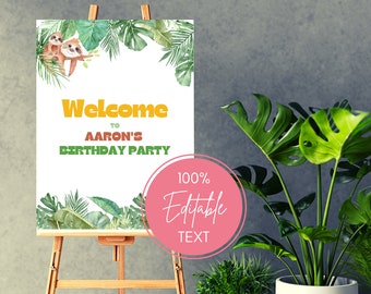 Wild One Safari Welcome Sign | Editable Jungle Birthday Poster (Digital Download)