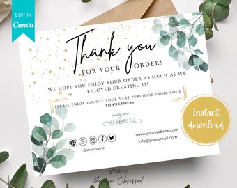 Editable Business Thank You Card Template | Eucalyptus Design (Digital Download)