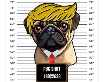 Funny Pug Sticker, Mugshot Sticker, Bubble-Free Sticker, Multiple Sizes Available, Rescue Advocacy Sticker, Dog Lover Gift, Supports Charity