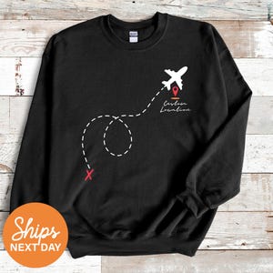 Sudadera de viaje personalizada, sudaderas de viaje a juego, atuendo para viaje familiar, suéter familiar, viaje de chicas, fin de semana de chicas, modo avión, modo vacaciones imagen 1