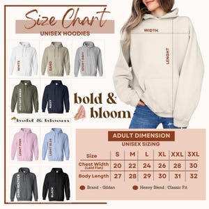 the size chart for a women's hoodie sweatshirt