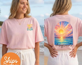 Camiseta Comfort Colors® Golden Hour State of Mind, Chasing Sunsets Tee, Camiseta de estilo veraniego a la moda