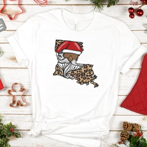 Lousiana Leopard Santa tshirt, Louisiana Christmas Shirt,Santa tee,Christmas Leopard Shirt