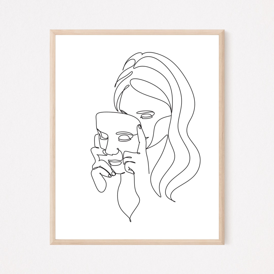 Facial Line Art, One Line Drawing, Abstract Single Line, Female Art