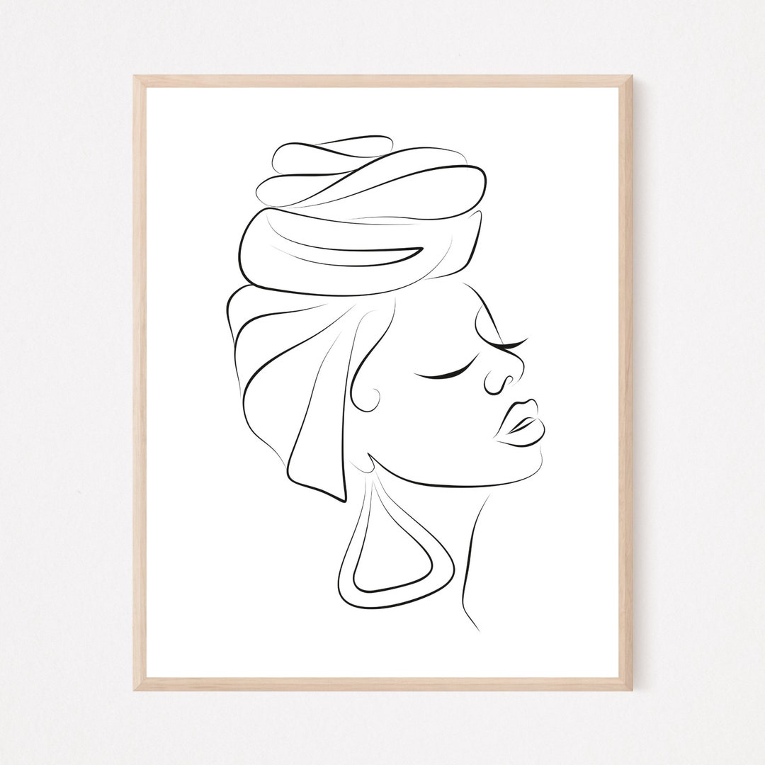 Facial Line Art, One Line Drawing, Abstract Single Line, Female Art