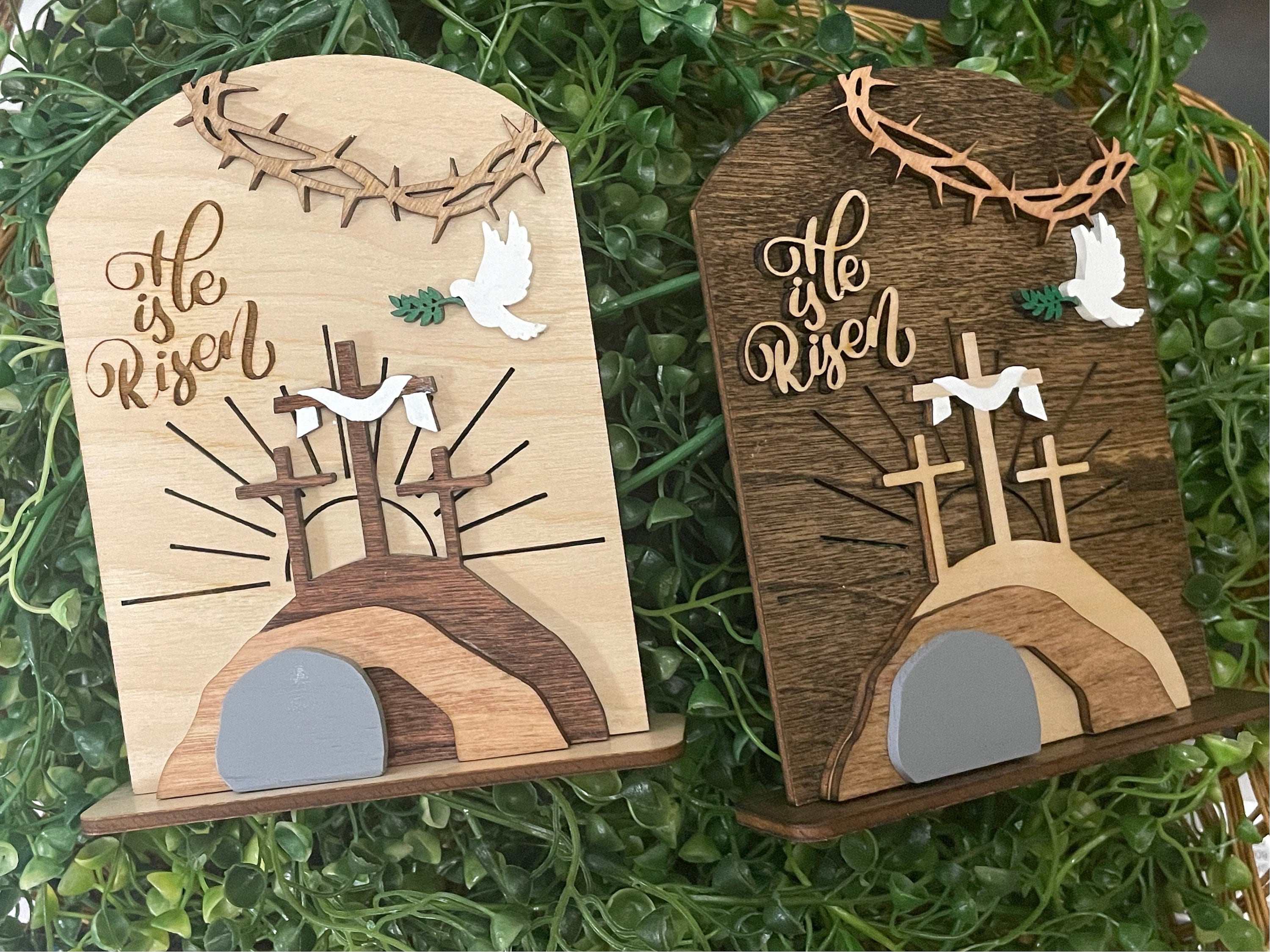 Empty Tomb &quot; He is Risen&quot; Religious Decor, Christian Easter Tomb, He is Risen, Resurrection Cross, Religious Display, Easter Empty Tomb
