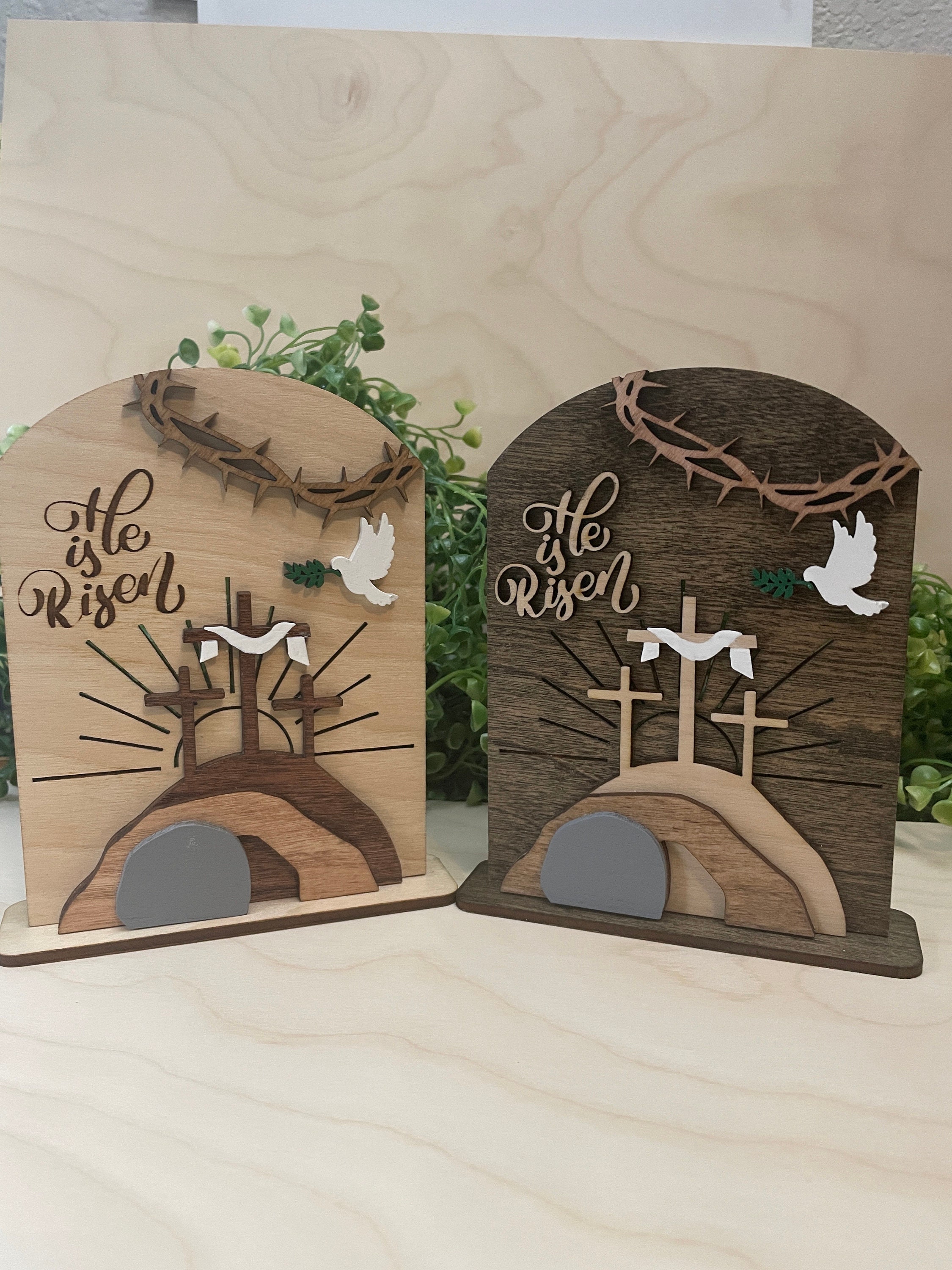 Empty Tomb &quot; He is Risen&quot; Religious Decor, Christian Easter Tomb, He is Risen, Resurrection Cross, Religious Display, Easter Empty Tomb