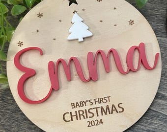 Personalized Baby's First Christmas Ornament: Wooden Keepsake Gift