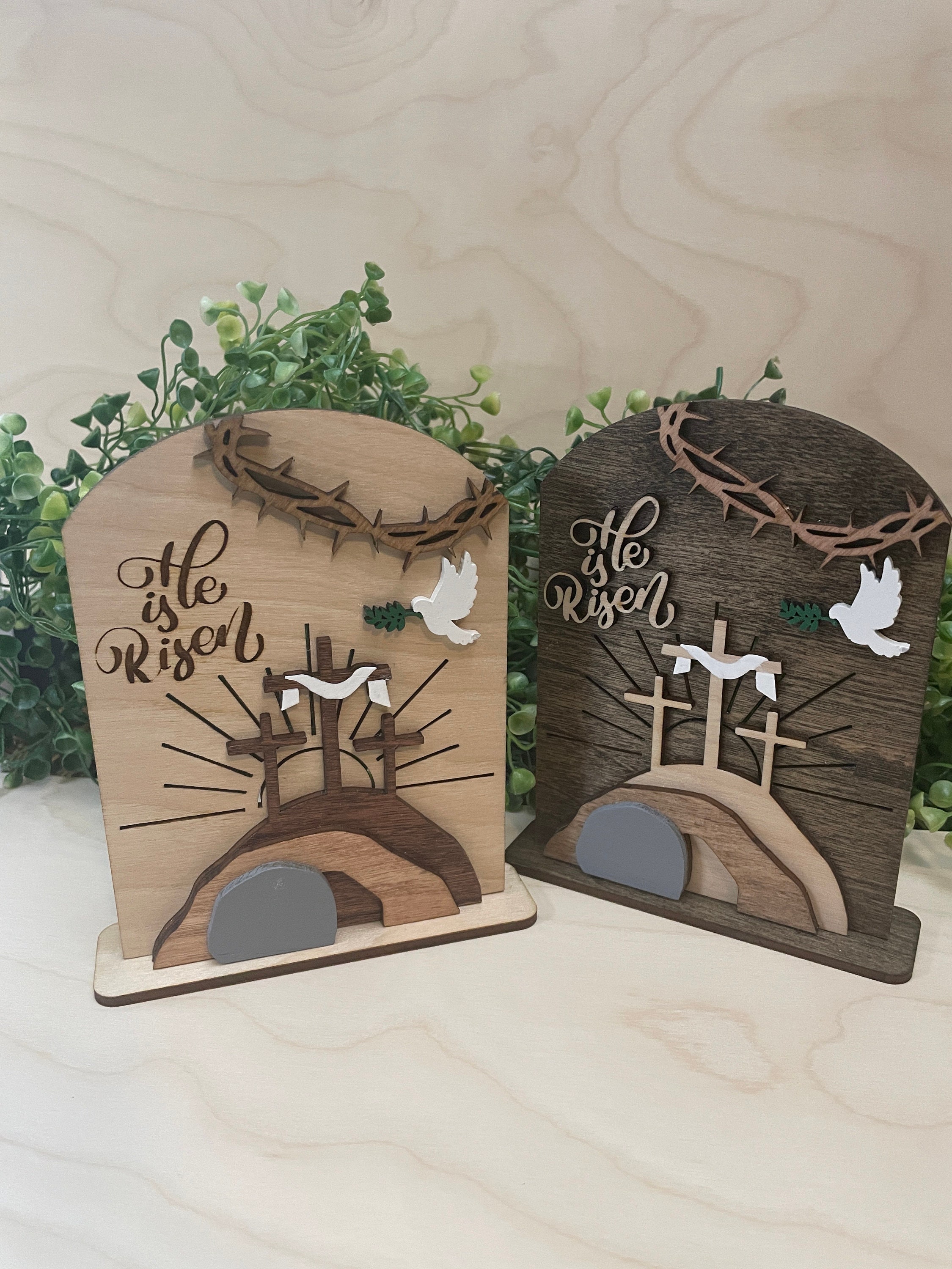 Empty Tomb &quot; He is Risen&quot; Religious Decor, Christian Easter Tomb, He is Risen, Resurrection Cross, Religious Display, Easter Empty Tomb