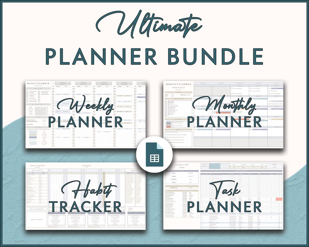 Digital Planner Bundle: Weekly, Monthly, Habit & Task Tracker (google ...