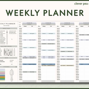 Weekly Planner Google Sheets Template Digital Planner Daily Task 