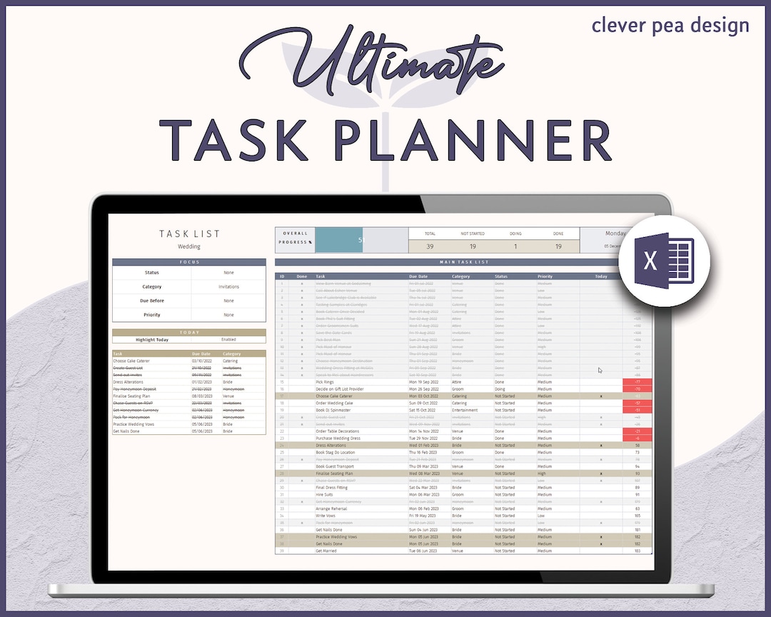 task-planner-excel-template-digital-planner-digital-smart-task-list-etsy