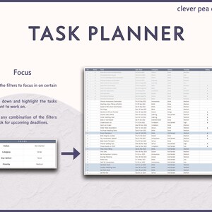 Task Planner Excel Template | Smart Task List (digital Download) - Etsy
