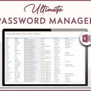 Password Tracker and Manager Excel Template | Password Generator | Safe and Secure