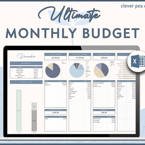 Monthly Budget Spreadsheet Excel Template, Financial Planner and Dashboard, Debt Repayment and Spending Tracker