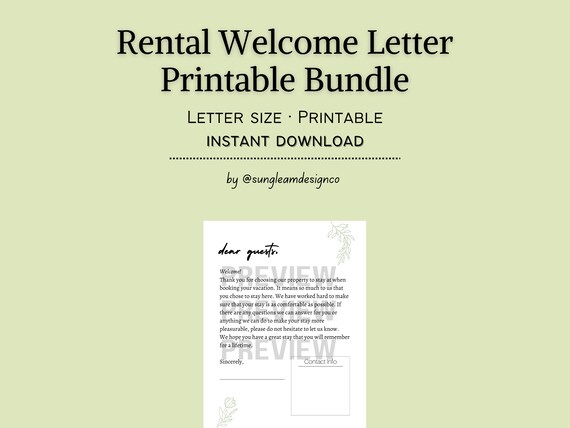 Rental Welcome Letter Printable Bundle - Etsy display picture 1