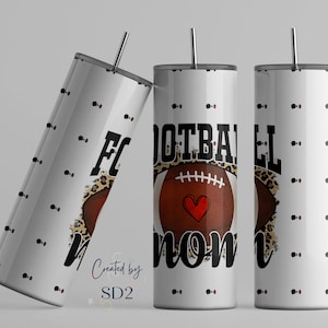 Football Mom Tumbler Wrap Sublimation 20oz tumbler Mom png for sublimation gift for mom heart on football skinny tumbler football fan gift
