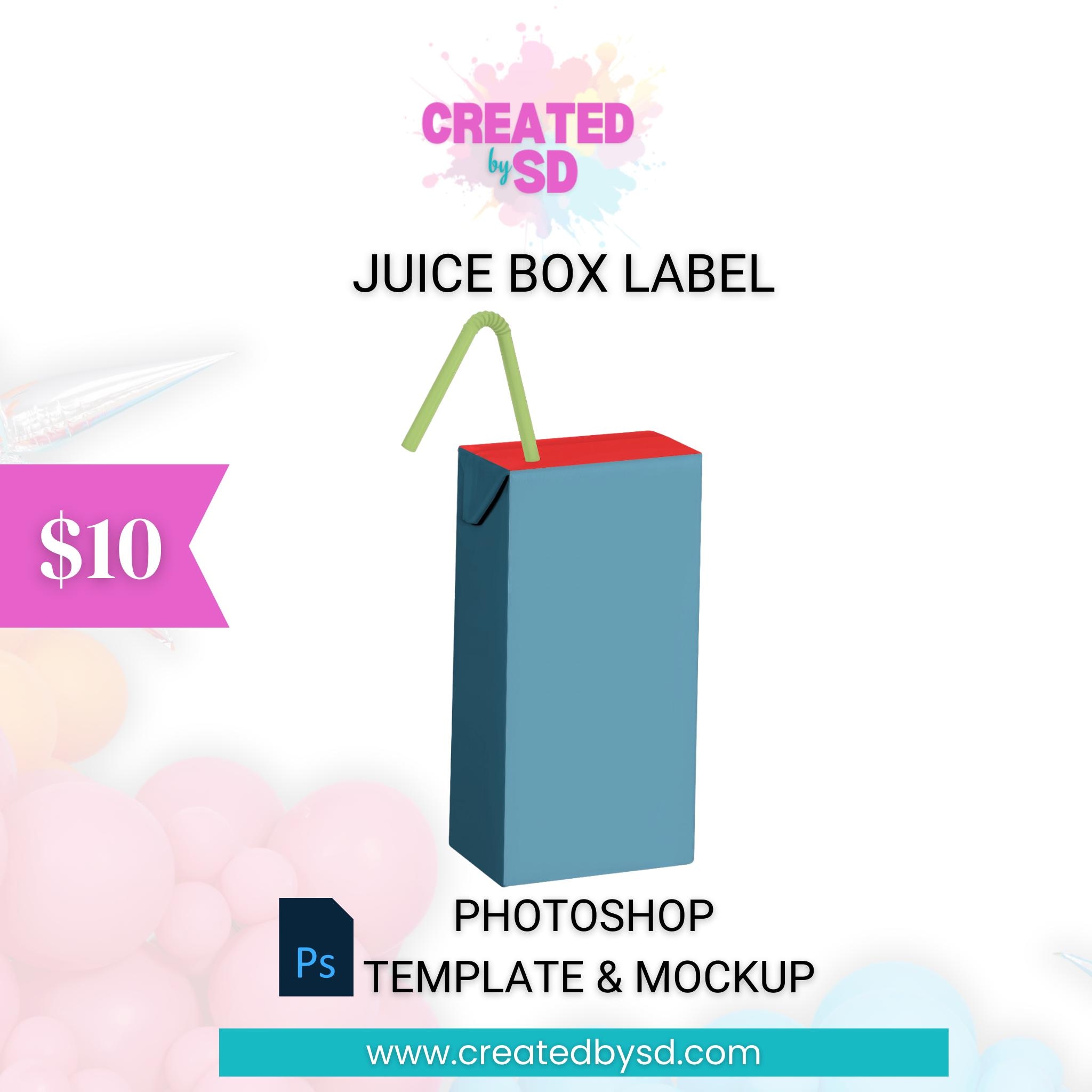 Juice Box Label Template and Mockup | Printable Juice Box Cover ...
