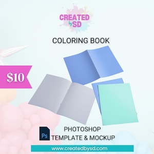 Blank Coloring Book Template | Coloring Book Mockup | Photoshop Templates | Party Favor Templates | Custom Coloring Book