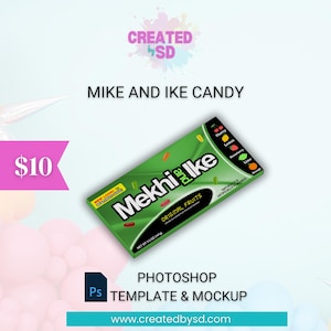 Mike and Ike Template and Mockup | Photoshop Party Favors | Custom Kids Party Candy Wrapper Labels