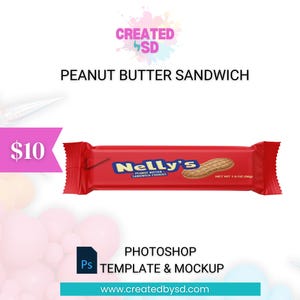 Peanut Cookie Wrapper Template and PSD Mockup | Cookies and Milk | Peanut Butter Cookie Label | Kids Party Favors