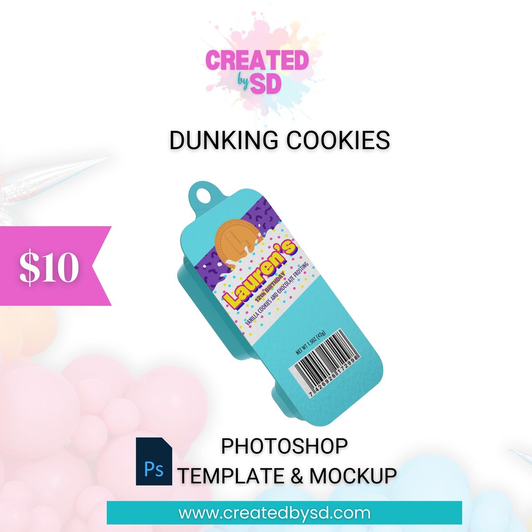 Cookie Launcher Rapper Cookie Party Favor Template | PSD Mockup | Kids Custom Snack Label ...