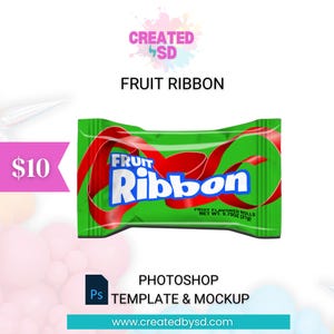 Fruit Roll Up Party Favor | Photoshop party favor template and mockup | Fruit Snacks for Kids Parties | Blank Party Favor Template