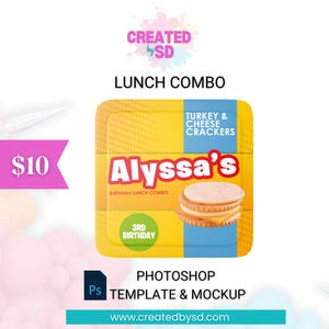 Modello combinato per pranzo scolastico / PSD Mockup / Bomboniere per snack per pranzo / Bomboniere per feste di compleanno per bambini