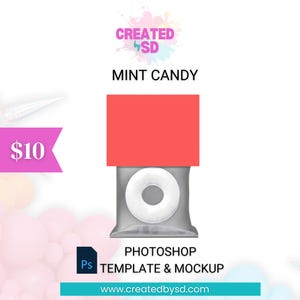 Mint Candy Topper Template| PSD Party Mockup | Wedding Mints | Editable Party Favors | Personalized Candy